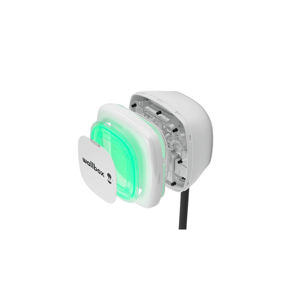 Φορτιστής  Wallbox Pulsar Plus με ενσωματωμένο καλώδιο φόρτισης Τ2 - EV House - Κινούμαι Ηλεκτρικά
